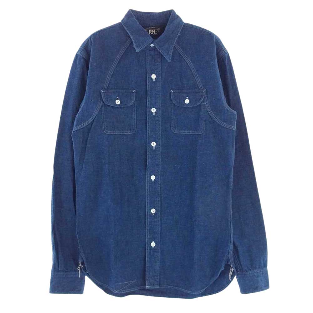 RRL ダブルアールエル デニム 長袖 シャツ 猫目 シェルボタン XS インディゴブルー系 XS【美品】【中古】