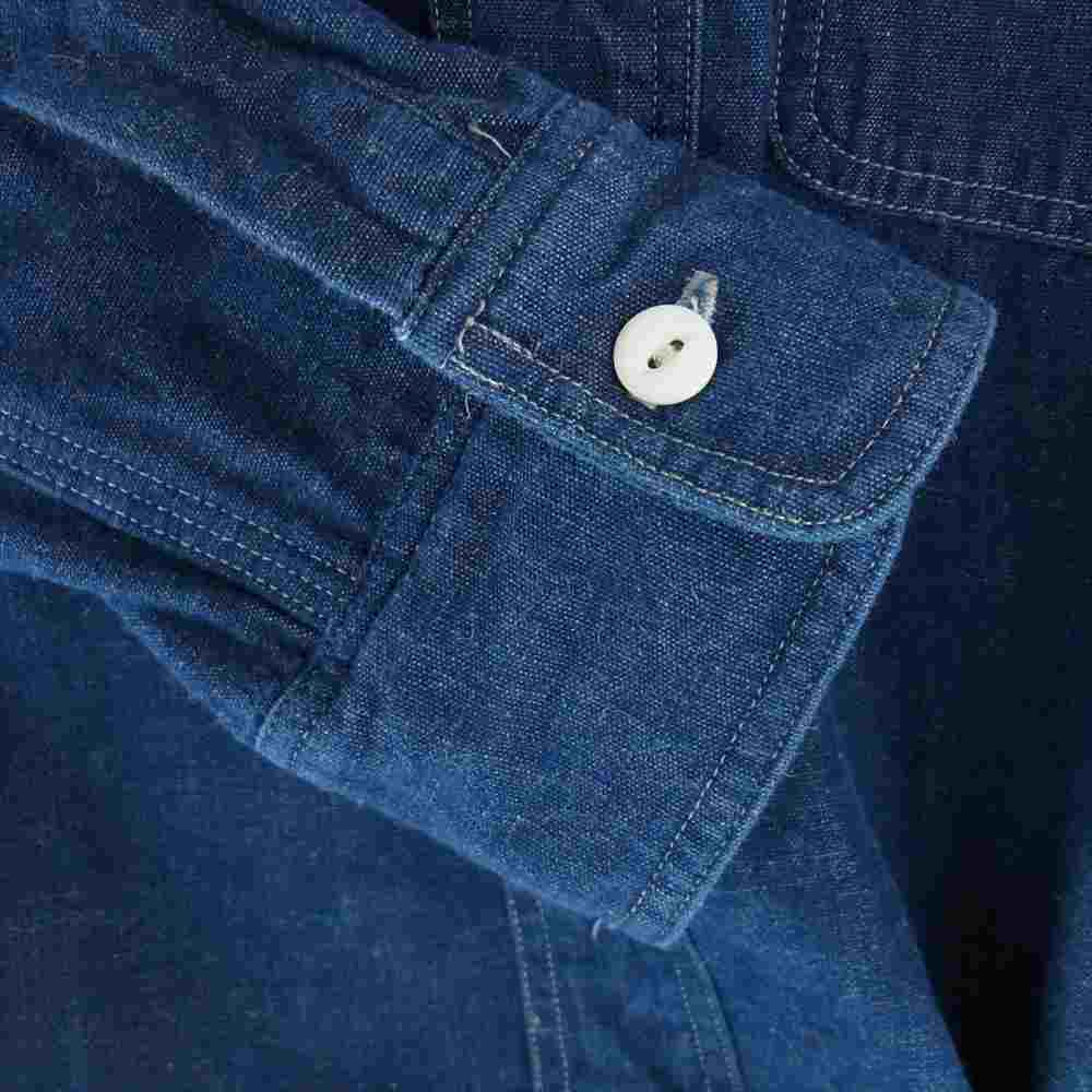 RRL ダブルアールエル デニム 長袖 シャツ 猫目 シェルボタン XS インディゴブルー系 XS【美品】【中古】