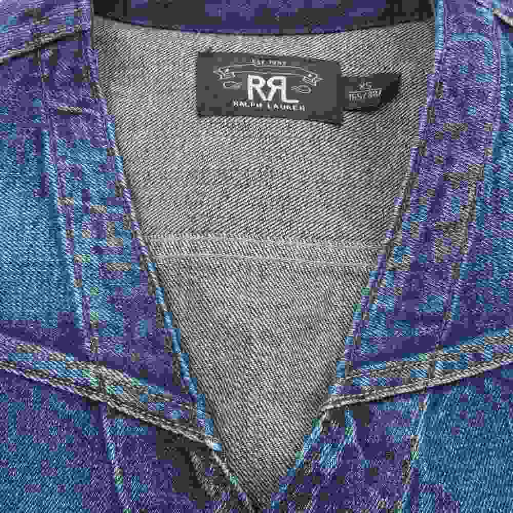 RRL ダブルアールエル デニム ジレ ベスト エイジング 加工 インディゴブルー系 XS【中古】