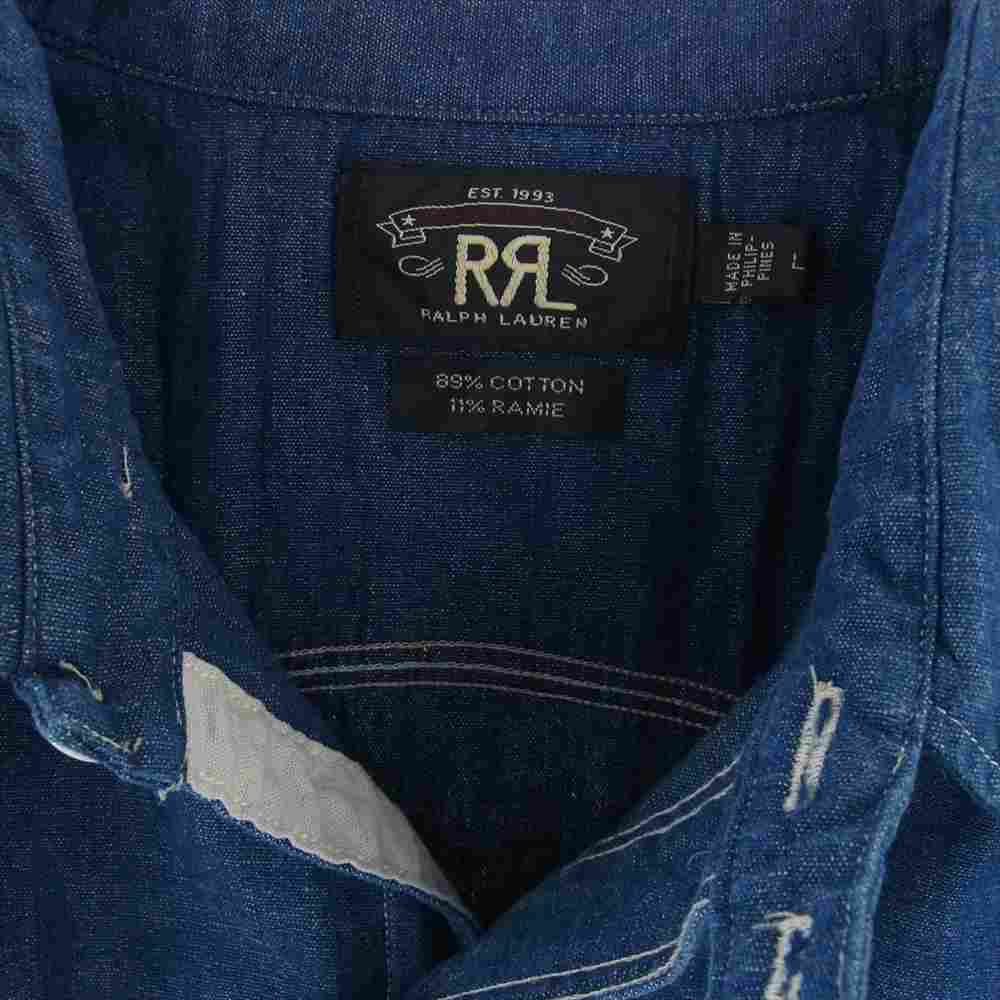 RRL ダブルアールエル デニム 長袖 シャツ 猫目 シェルボタン L