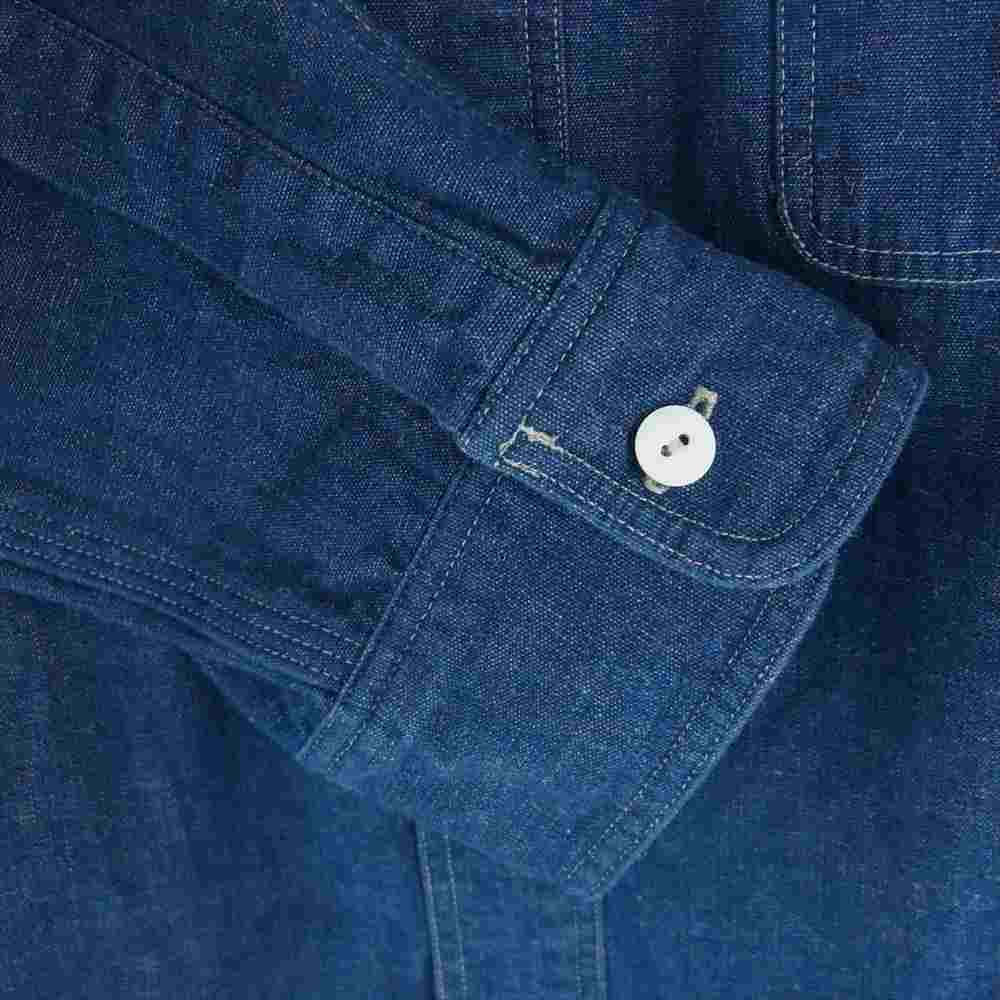 RRL ダブルアールエル デニム 長袖 シャツ 猫目 シェルボタン L インディゴブルー系 L【美品】【中古】