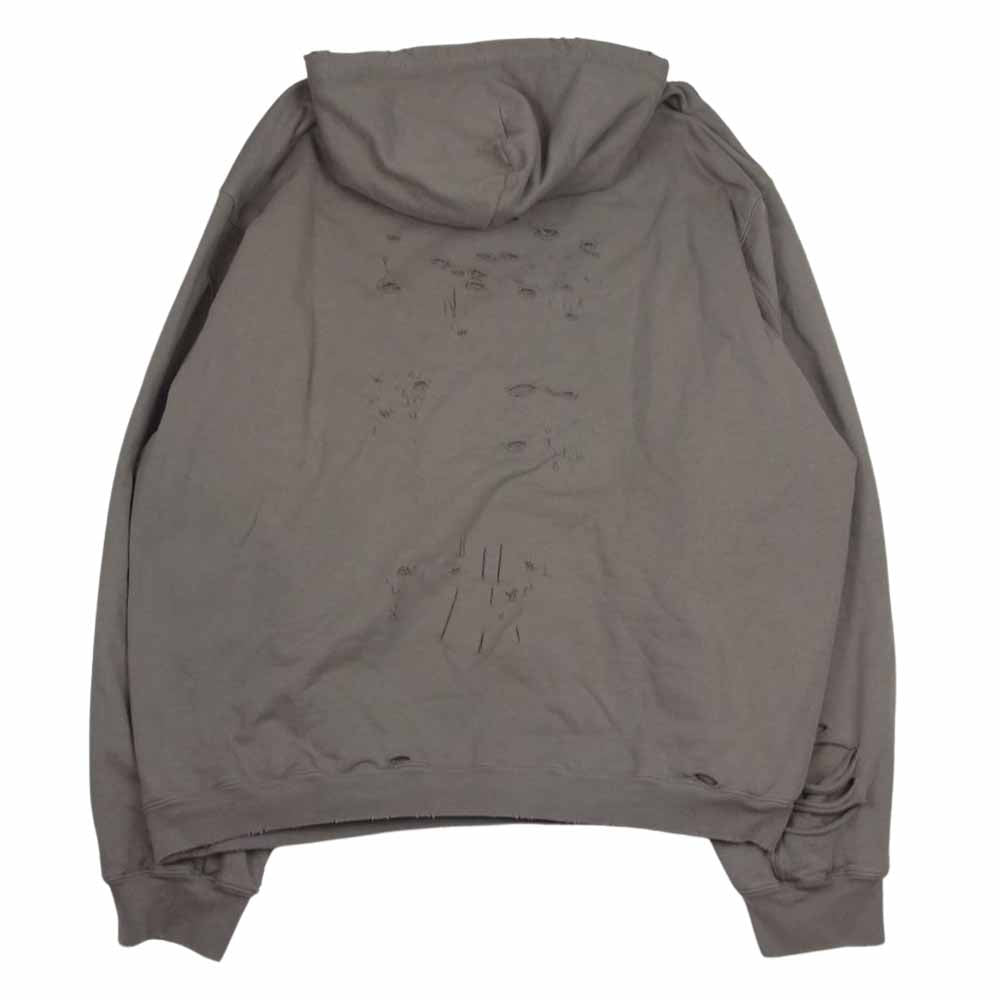 BALENCIAGA バレンシアガ 659403 TKVB6 Destroyed Hoodie デストロイ フーディ ダメージ加工 ロゴプリント プルオーバー パーカー ブラウン系 L【中古】