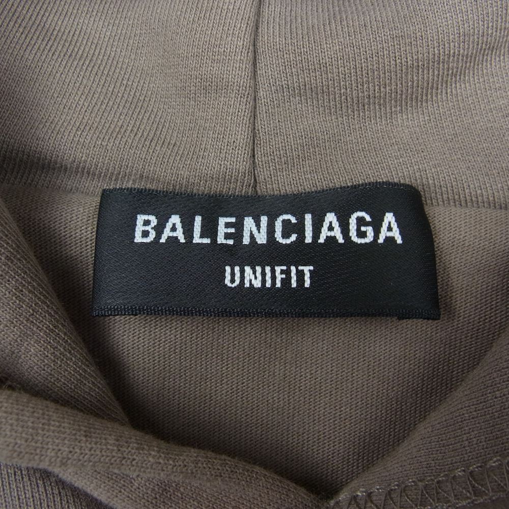 BALENCIAGA バレンシアガ 659403 TKVB6 Destroyed Hoodie デストロイ フーディ ダメージ加工 ロゴプリント プルオーバー パーカー ブラウン系 L【中古】