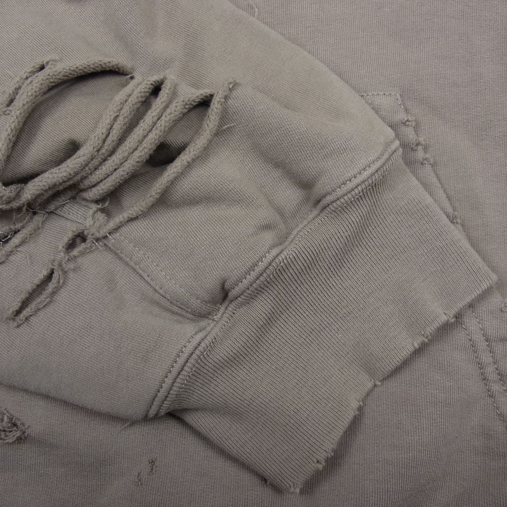 BALENCIAGA バレンシアガ 659403 TKVB6 Destroyed Hoodie デストロイ フーディ ダメージ加工 ロゴプリント プルオーバー パーカー ブラウン系 L【中古】