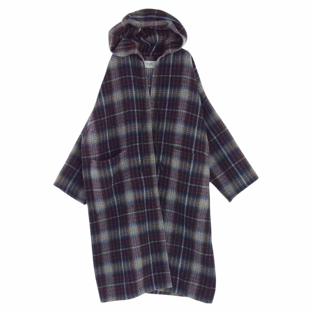 CELINE セリーヌ 21AW 2M811080P 国内正規品 チェック柄 バーヌース ウール ロング コート  マルチカラー系【中古】