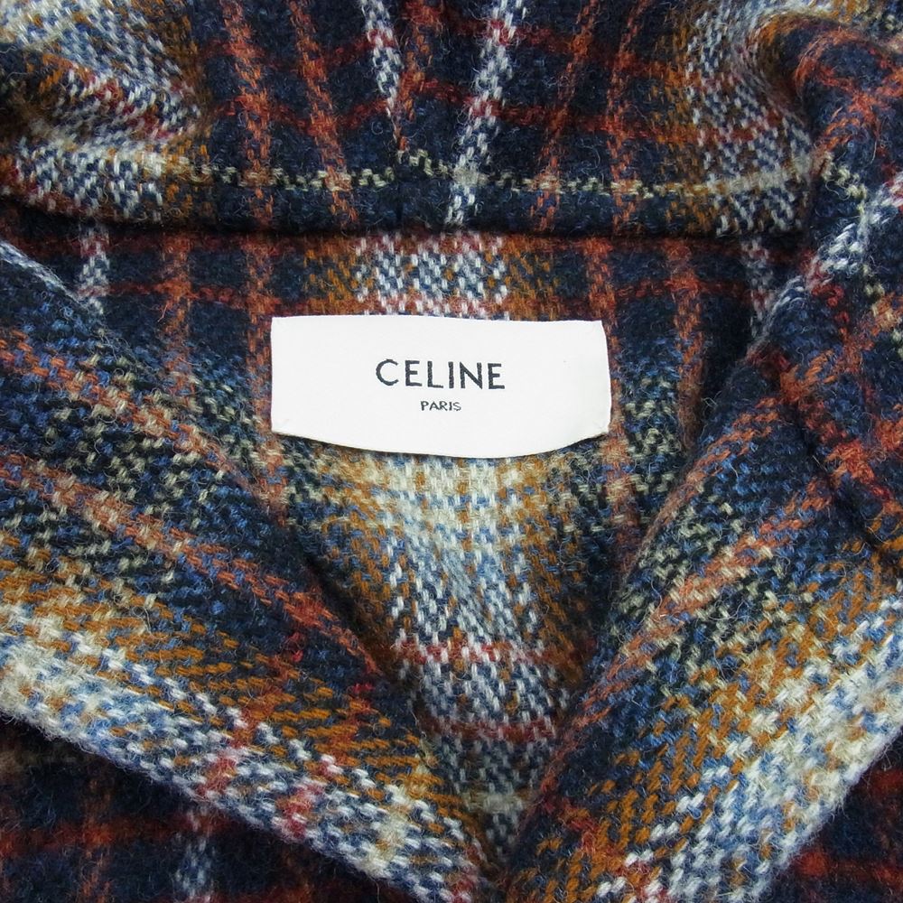 CELINE セリーヌ 21AW 2M811080P 国内正規品 チェック柄 バーヌース ウール ロング コート  マルチカラー系【中古】
