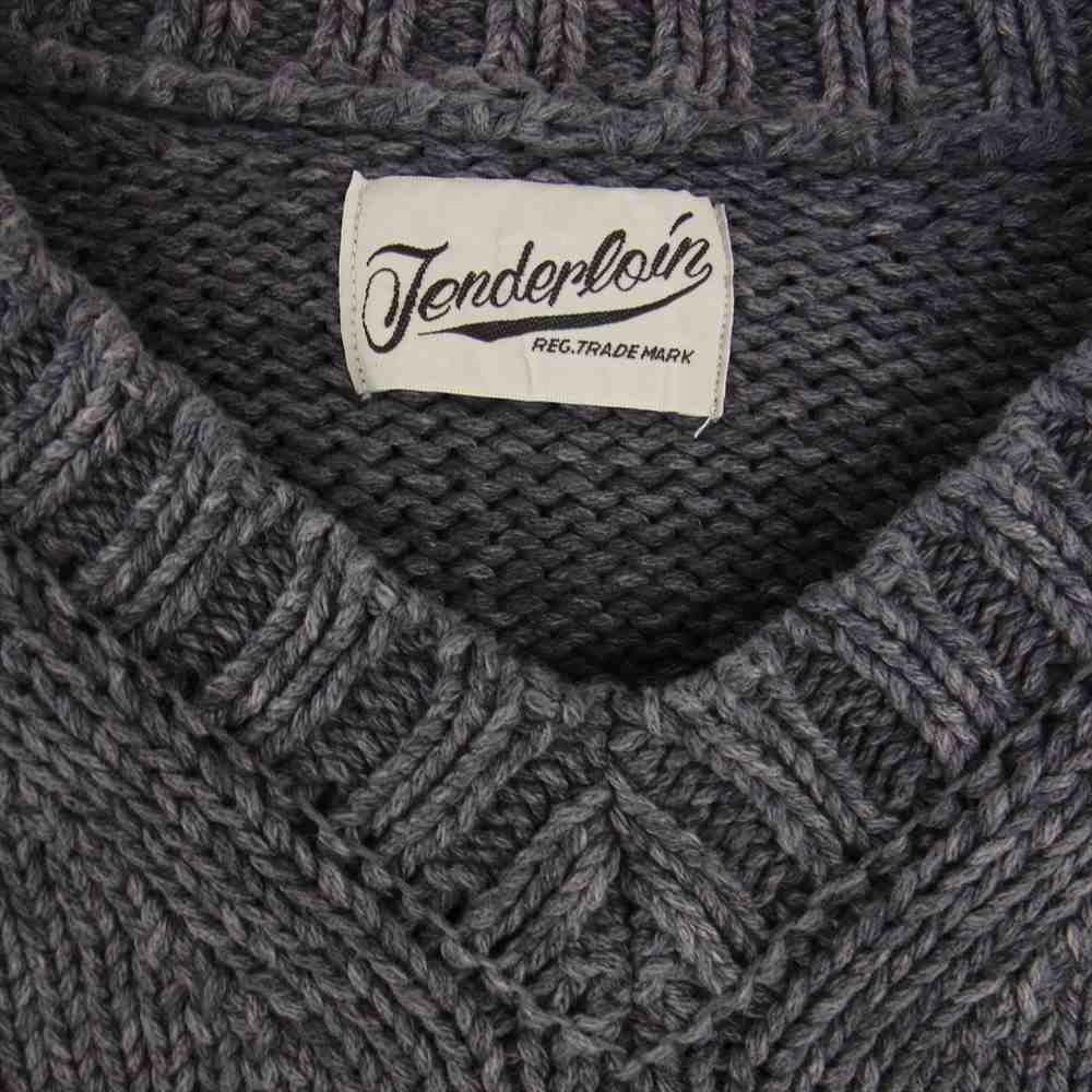 TENDERLOIN テンダーロイン 19AW V-NECK COTTON KNIT Vネック コットン ニット セーター グレー系【美品】【中古】
