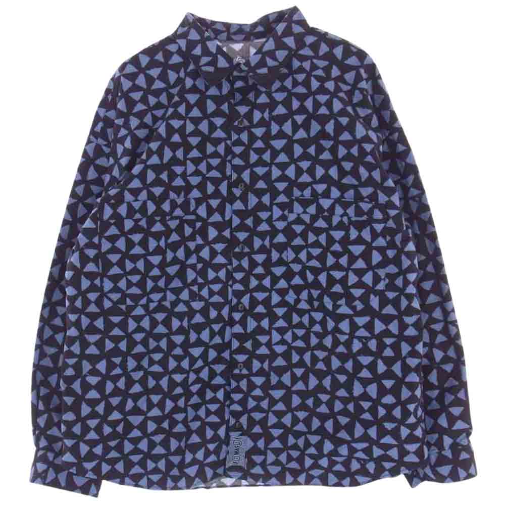 TENDERLOIN テンダーロイン PRINT FLANNEL SHT T トライアングル 総柄 プリント フランネル シャツ ネルシャツ ブルー系 S【中古】