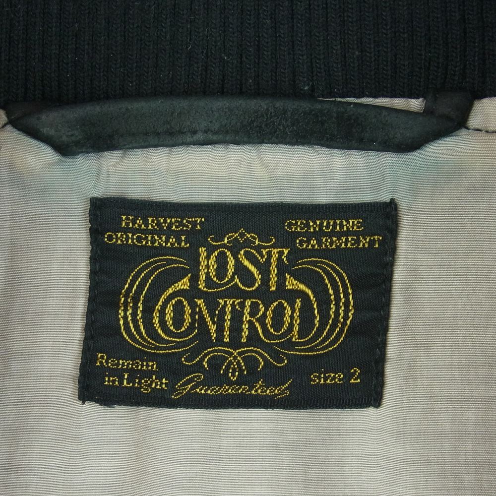 LOST CONTROL ロストコントロール バード 刺繍 ベロア スカジャン コットン キュプラ 日本製 ブラック系 2【中古】