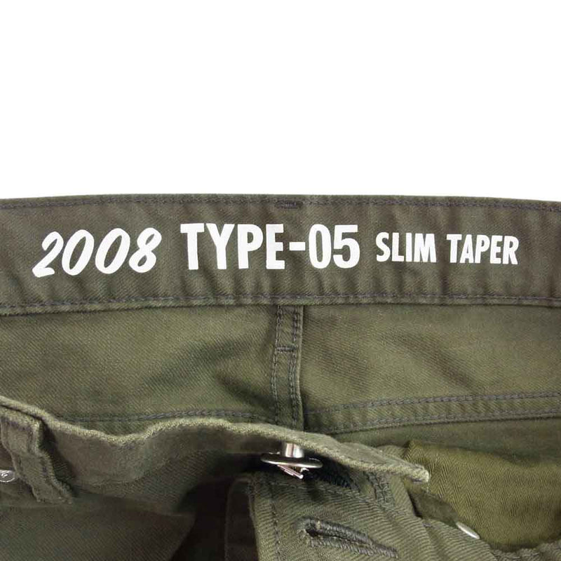 A BATHING APE アベイシングエイプ 2008 TYPE-05 SLIM TAPER スリム テーパード スター刺繍 チノ パンツ モスグリーン系 XL【中古】
