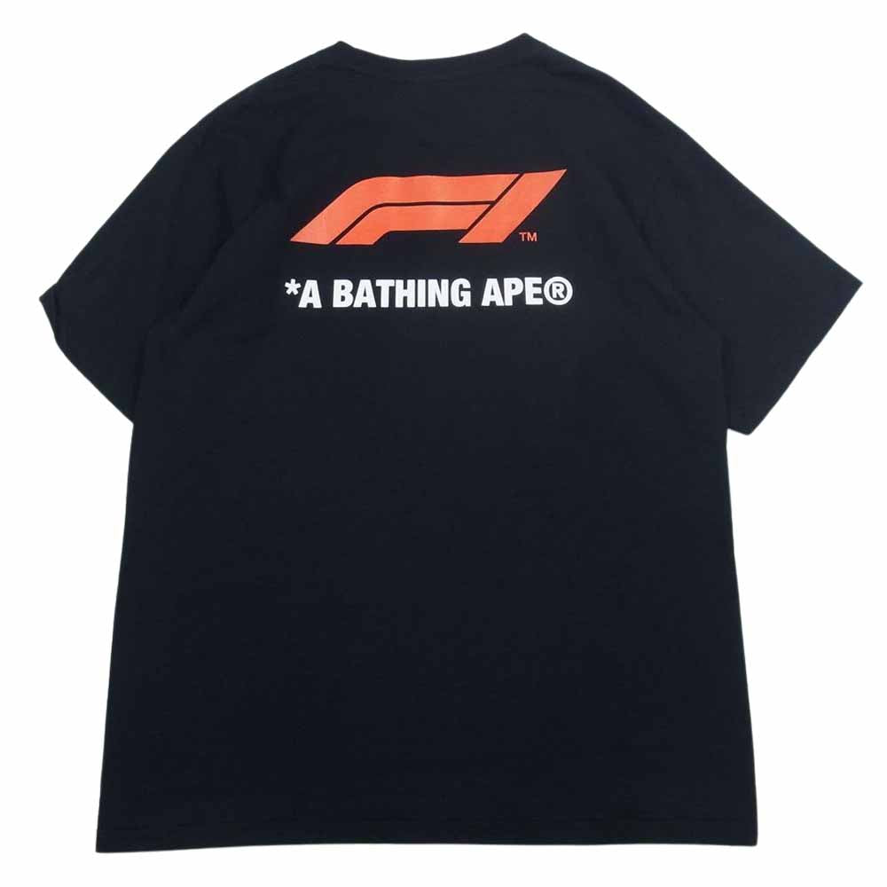 A BATHING APE アベイシングエイプ × Formula1 フォーミュラワン レーシング フォト ロゴ プリント 半袖 Tシャツ ブラック系 L【中古】
