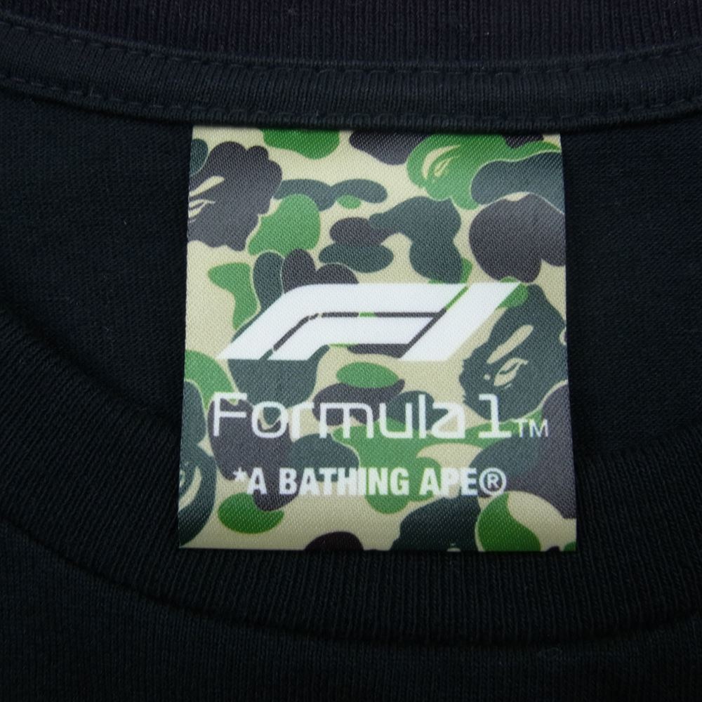A BATHING APE アベイシングエイプ × Formula1 フォーミュラワン レーシング フォト ロゴ プリント 半袖 Tシャツ ブラック系 L【中古】