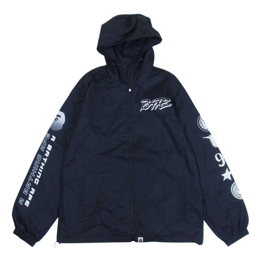 A BATHING APE アベイシングエイプ BAPE プリント ナイロン パーカ ジャケット ブラック系 M【中古】