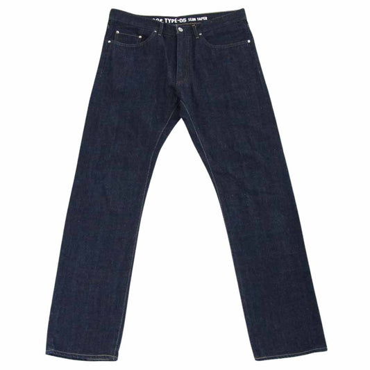 A BATHING APE アベイシングエイプ 2008 TYPE-05 SLIM TAPER スリム テーパード バックヘッドプリント カモ リジット デニム ジーンズ パンツ インディゴブルー系 XL【中古】