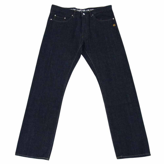 A BATHING APE アベイシングエイプ 2008 TYPE-05 SLIM TAPER スリム テーパード バック刺繍 ワッペン リジット デニム ジーンズ パンツ インディゴブルー系 XL【中古】