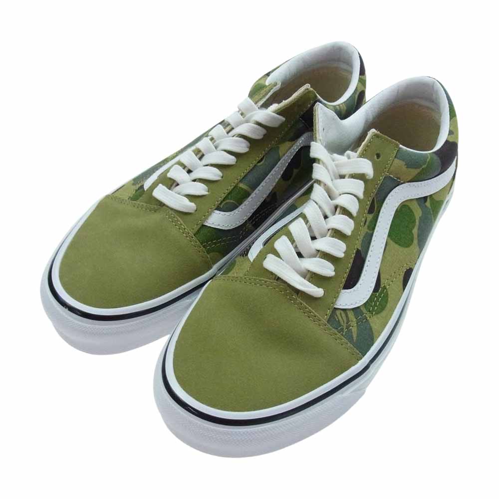 A BATHING APE アベイシングエイプ 1H73191910 × VANS バンズ ABC Camo Old Skool ABCカモ オールドスクール　スニーカー グリーン系 27.5cm【新古品】【未使用】【中古】