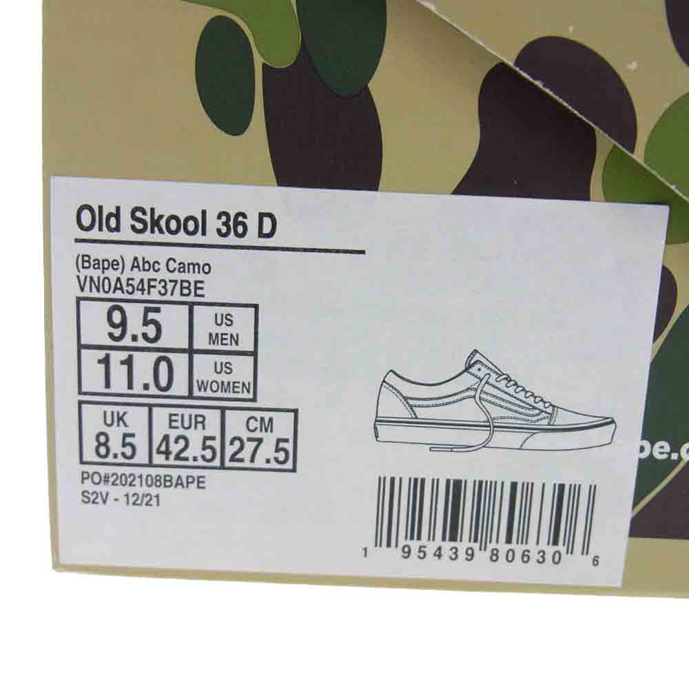 A BATHING APE アベイシングエイプ 1H73191910 × VANS バンズ ABC Camo Old Skool ABCカモ オールドスクール　スニーカー グリーン系 27.5cm【新古品】【未使用】【中古】