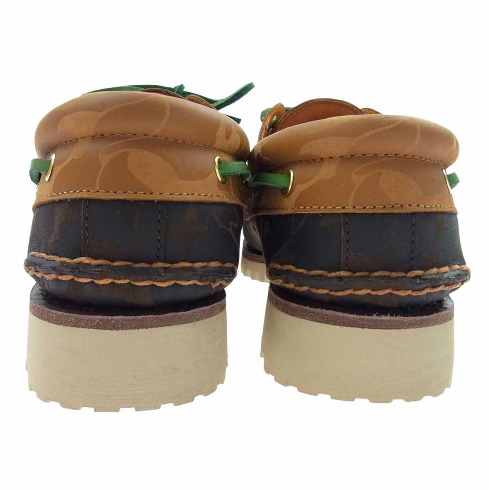 A BATHING APE アベイシングエイプ × Timberland ティンバーランド 3-EYE Authentic Handsewn Boat Shoe スリーアイ カモ ロー シューズ ブラウン系 26.5cm【新古品】【未使用】【中古】