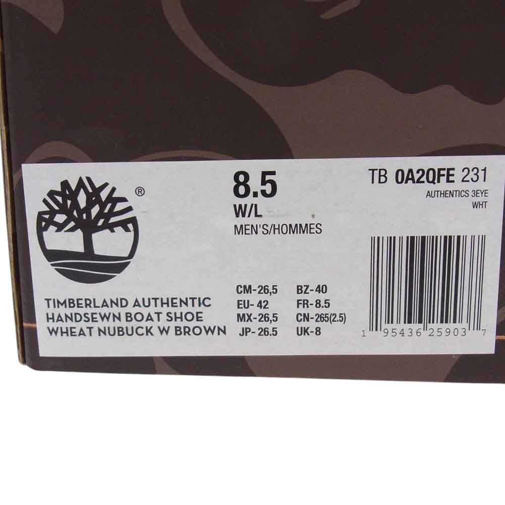 A BATHING APE アベイシングエイプ × Timberland ティンバーランド 3-EYE Authentic Handsewn Boat Shoe スリーアイ カモ ロー シューズ ブラウン系 26.5cm【新古品】【未使用】【中古】