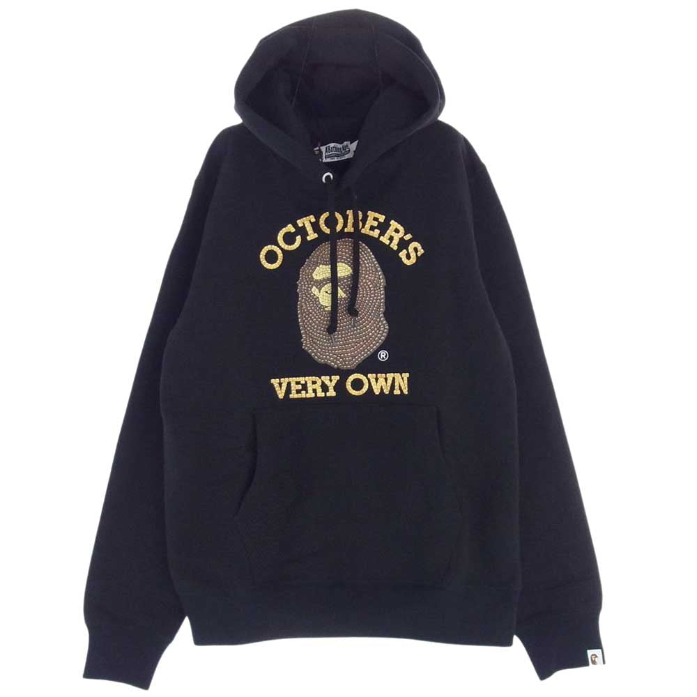 A BATHING APE アベイシングエイプ × Octobers Very Own オクトーバーズベリーオウン OVO PULLOVER HOODIE プリント プルオーバー フーディ パーカー ブラック系 L【新古品】【未使用】【中古】