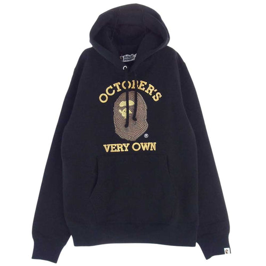 A BATHING APE アベイシングエイプ × Octobers Very Own オクトーバーズベリーオウン OVO PULLOVER HOODIE プリント プルオーバー フーディ パーカー ブラック系 L【新古品】【未使用】【中古】
