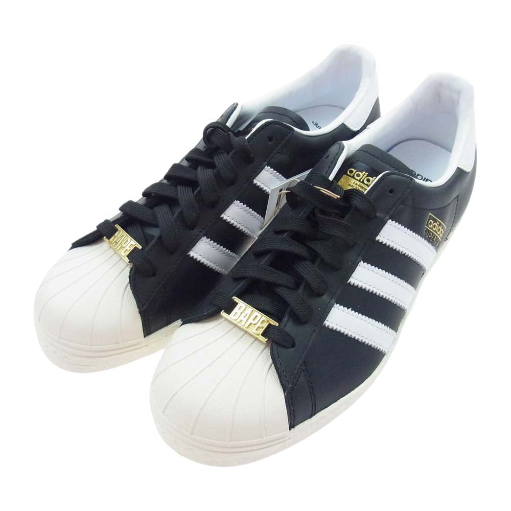 adidas アディダス IF2385 × A BATHING APE アベイシングエイプ SS80S BAPE Superstar スター スーパースター スニーカー ブラック系 27.5cm【新古品】【未使用】【中古】