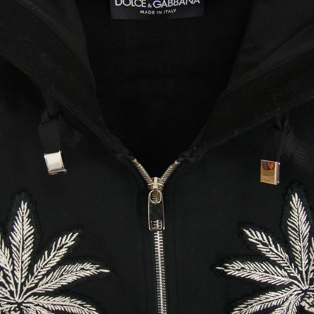 DOLCE&GABBANA ドルチェアンドガッバーナ G9IF0Z G7JSD イタリア製 パームツリー ヤシの木 刺繍 コットン フルジップ パーカー ブラック系 46【中古】