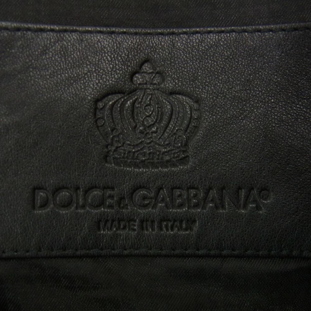 DOLCE&GABBANA ドルチェアンドガッバーナ G9HM6L FUL8N イタリア製 ラムレザー パイピング フルジップ ブルゾン ブラック系 46【中古】