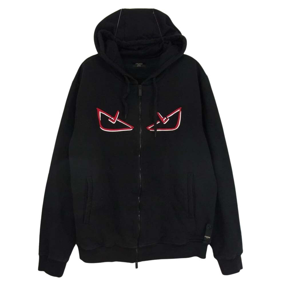FENDI フェンディ FY0946 A6ZF MONSTER BUGS EYE BAGBUGS モンスター アイ バックバグズ ジップ パーカー ブラック系 L【中古】