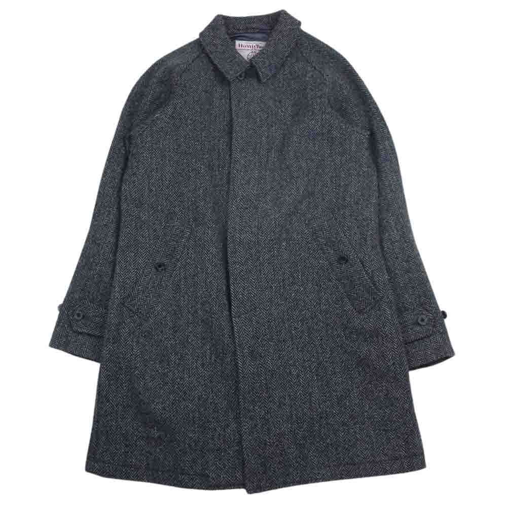 ビームスプラス HARRIS TWEED ハリスツイード ウインドストッパー コート ブラック系 M【中古】
