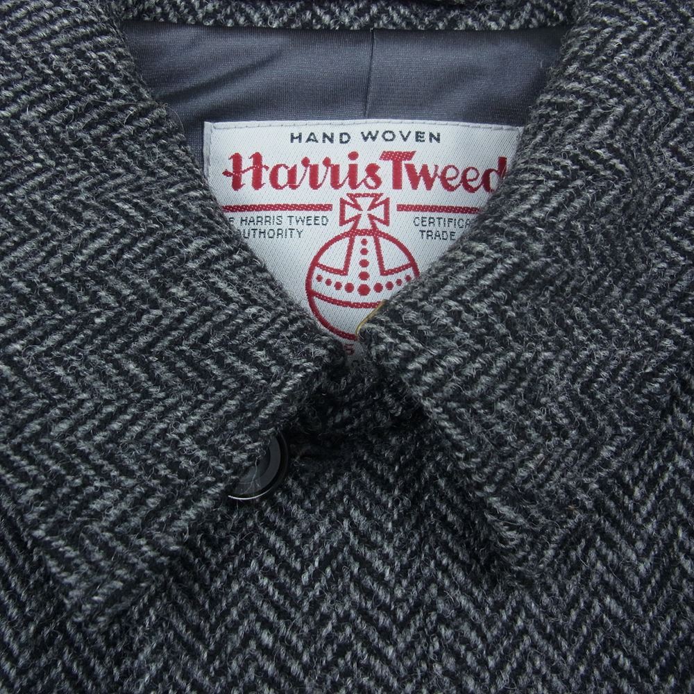 ビームスプラス HARRIS TWEED ハリスツイード ウインドストッパー コート ブラック系 M【中古】