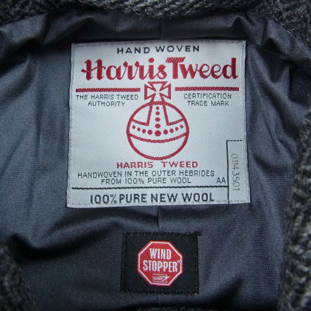 ビームスプラス HARRIS TWEED ハリスツイード ウインドストッパー コート ブラック系 M【中古】