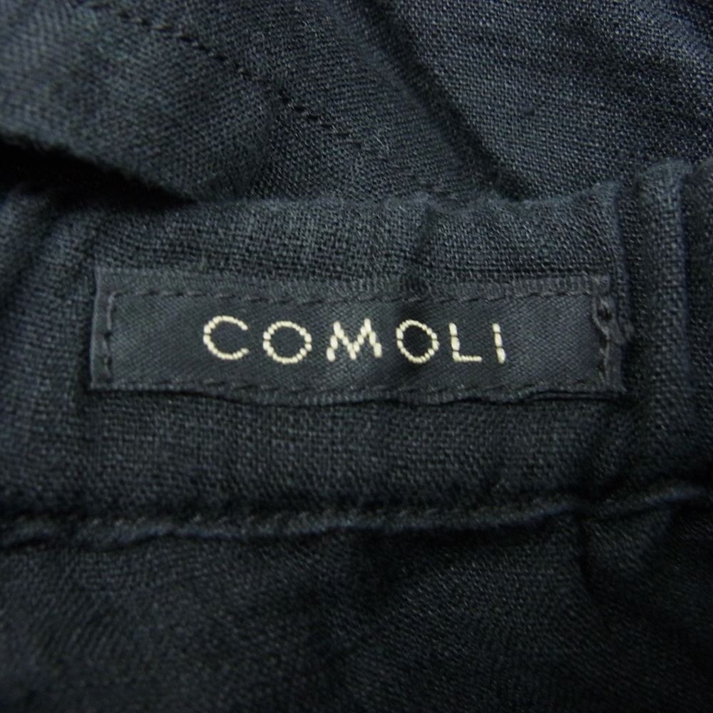 COMOLI コモリ 22SS V01-03018 リネンWクロス ドローストリング イージー パンツ ブラック系 2【中古】