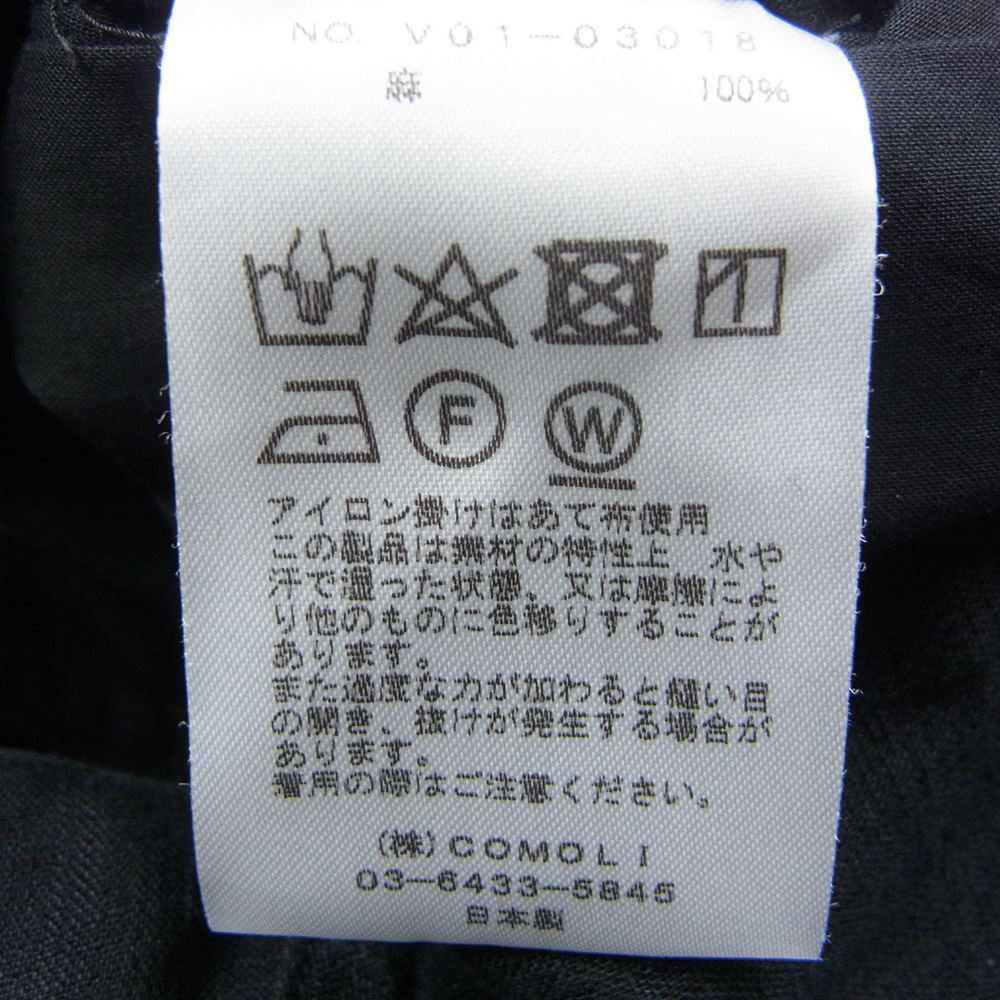 COMOLI コモリ 22SS V01-03018 リネンWクロス ドローストリング イージー パンツ ブラック系 2【中古】