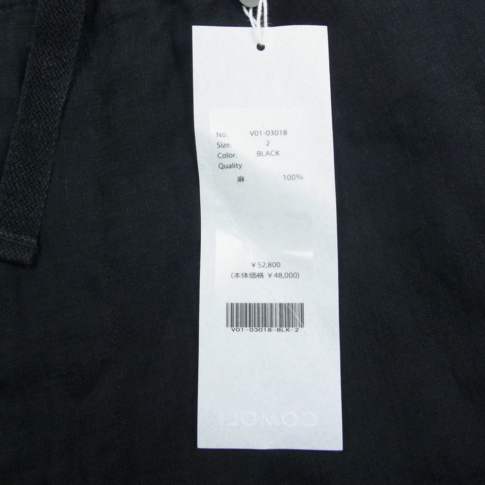 COMOLI コモリ 22SS V01-03018 リネンWクロス ドローストリング イージー パンツ ブラック系 2【中古】
