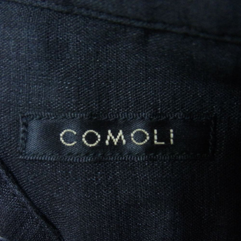 COMOLI コモリ 22SS V01-02018 リネンWクロス プルオーバーシャツ ブラック系 表記なし【美品】【中古】