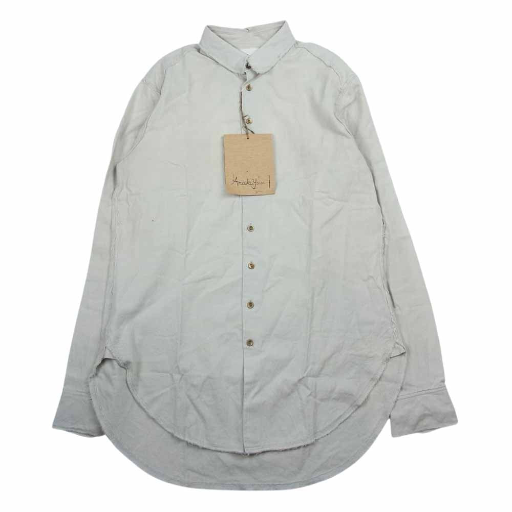 アラキユウ TWS06 TWSBCJP special raw cut narrow shirt grey ブラスボタン コットン和紙 エイジング加工 ナローシャツ ベージュ系 1【極上美品】【中古】