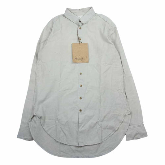 アラキユウ TWS06 TWSBCJP special raw cut narrow shirt grey ブラスボタン コットン和紙 エイジング加工 ナローシャツ ベージュ系 1【極上美品】【中古】