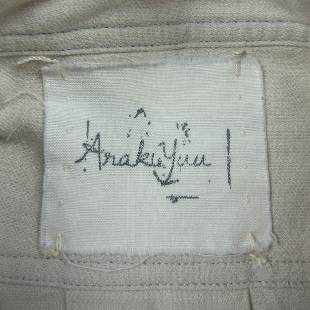 アラキユウ TWS06 TWSBCJP special raw cut narrow shirt grey ブラスボタン コットン和紙 エイジング加工 ナローシャツ ベージュ系 1【極上美品】【中古】