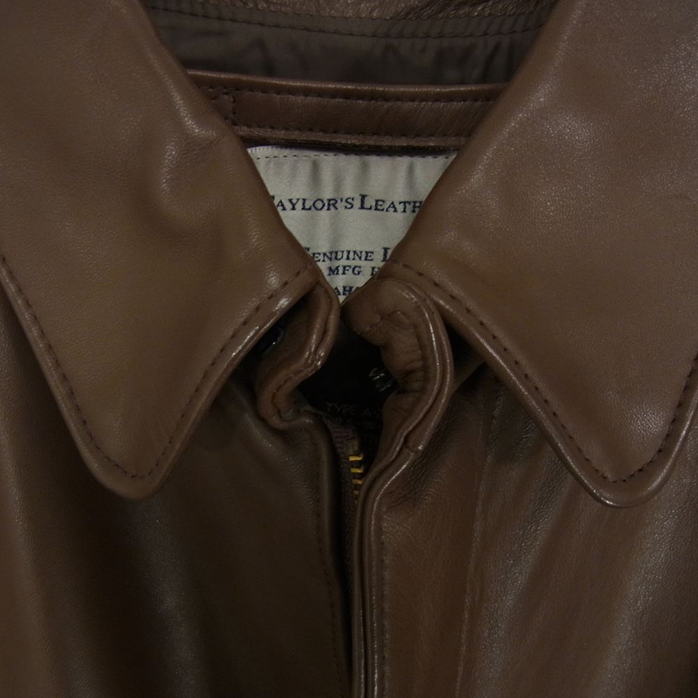 テイラーズレザー A-2 フライト レザー ジャケット ブラウン系 42【中古】