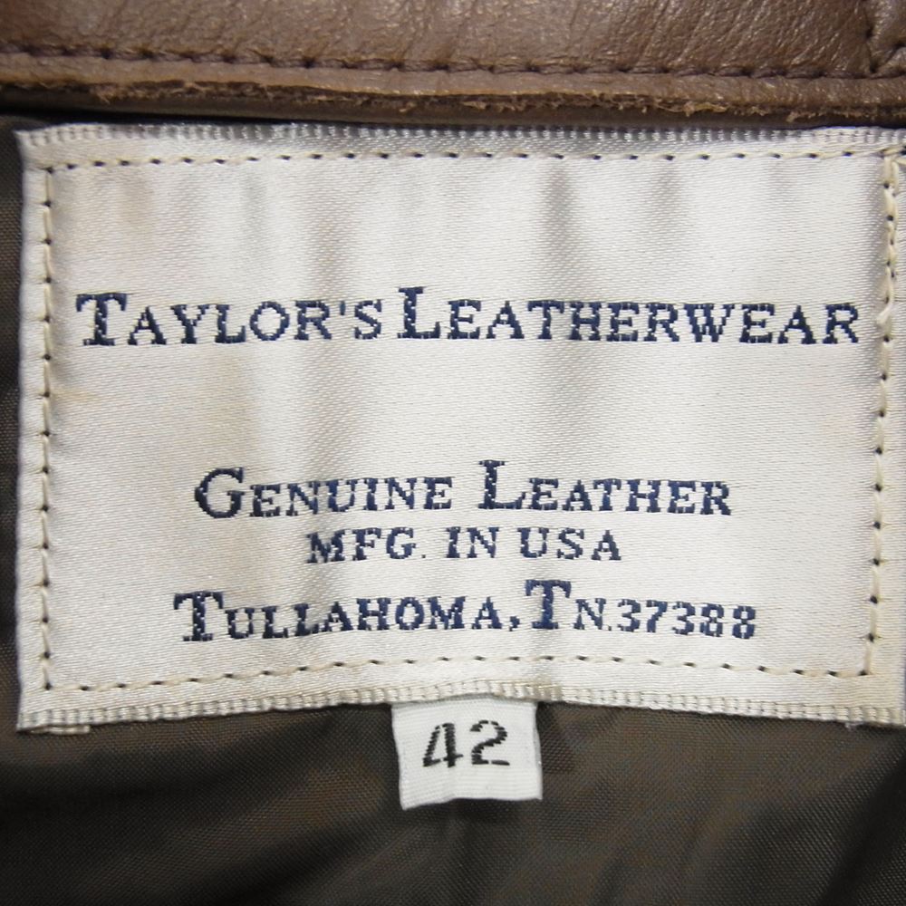 テイラーズレザー A-2 フライト レザー ジャケット ブラウン系 42【中古】