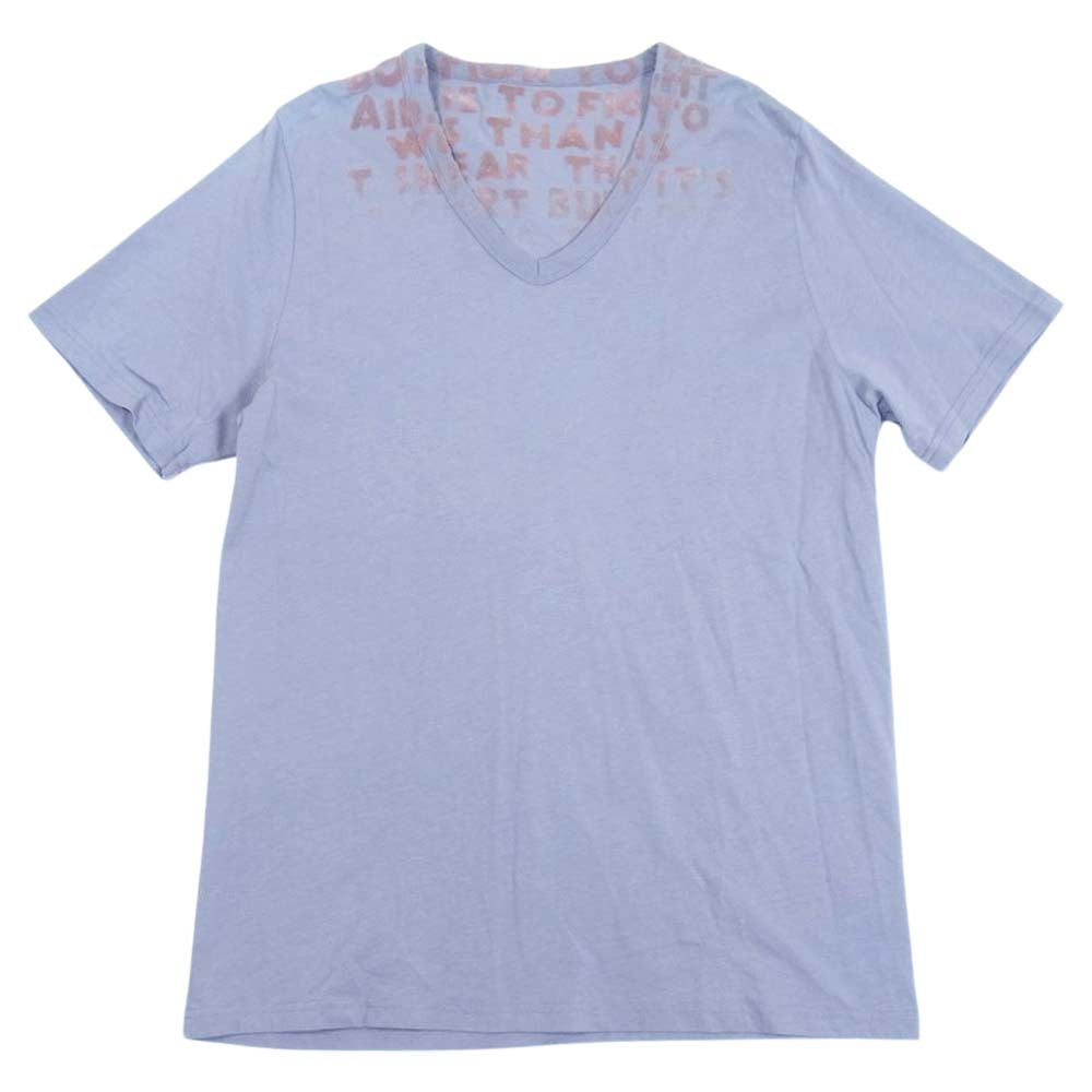 MAISON MARGIELA メゾンマルジェラ 16SS S30GJ0002 国内正規品 スタッフインターナショナルタグ フロッキープリント エイズTシャツ チャコール系 M【中古】