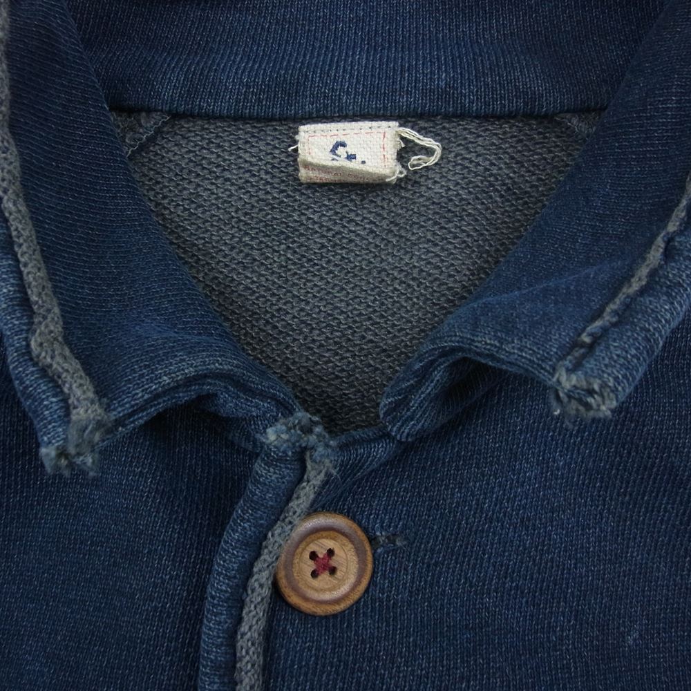 エターナル 64506 マオカラー コットンニット ジャケット カーディガン インディゴブルー系 2【中古】