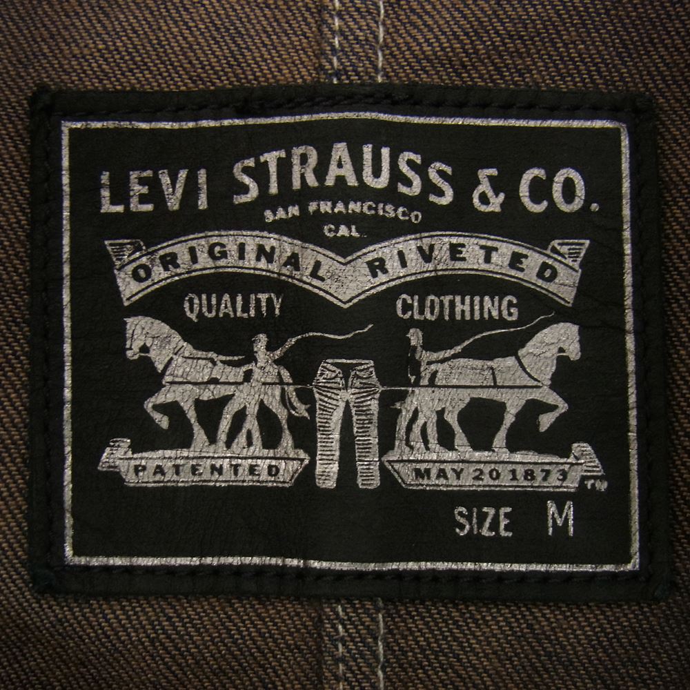 Levi's リーバイス 黒革パッチ 黒タブ デニム カバーオール ワークジャケット インディゴブルー系 M【中古】