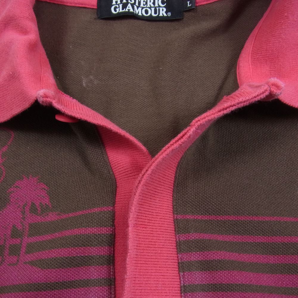 HYSTERIC GLAMOUR ヒステリックグラマー VIP CLUB ガール プリント 半袖 ポロシャツ ブラウン系 ピンク系 L【中古】