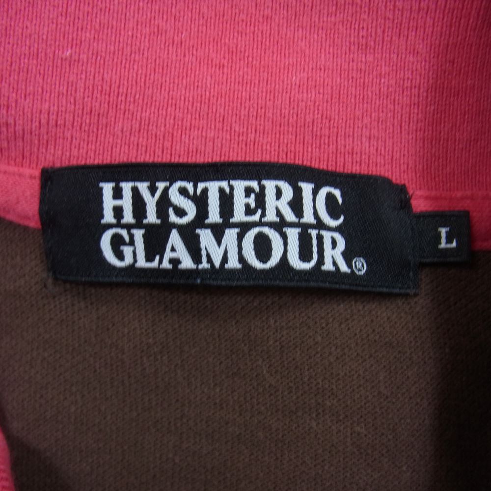 HYSTERIC GLAMOUR ヒステリックグラマー VIP CLUB ガール プリント 半袖 ポロシャツ ブラウン系 ピンク系 L【中古】