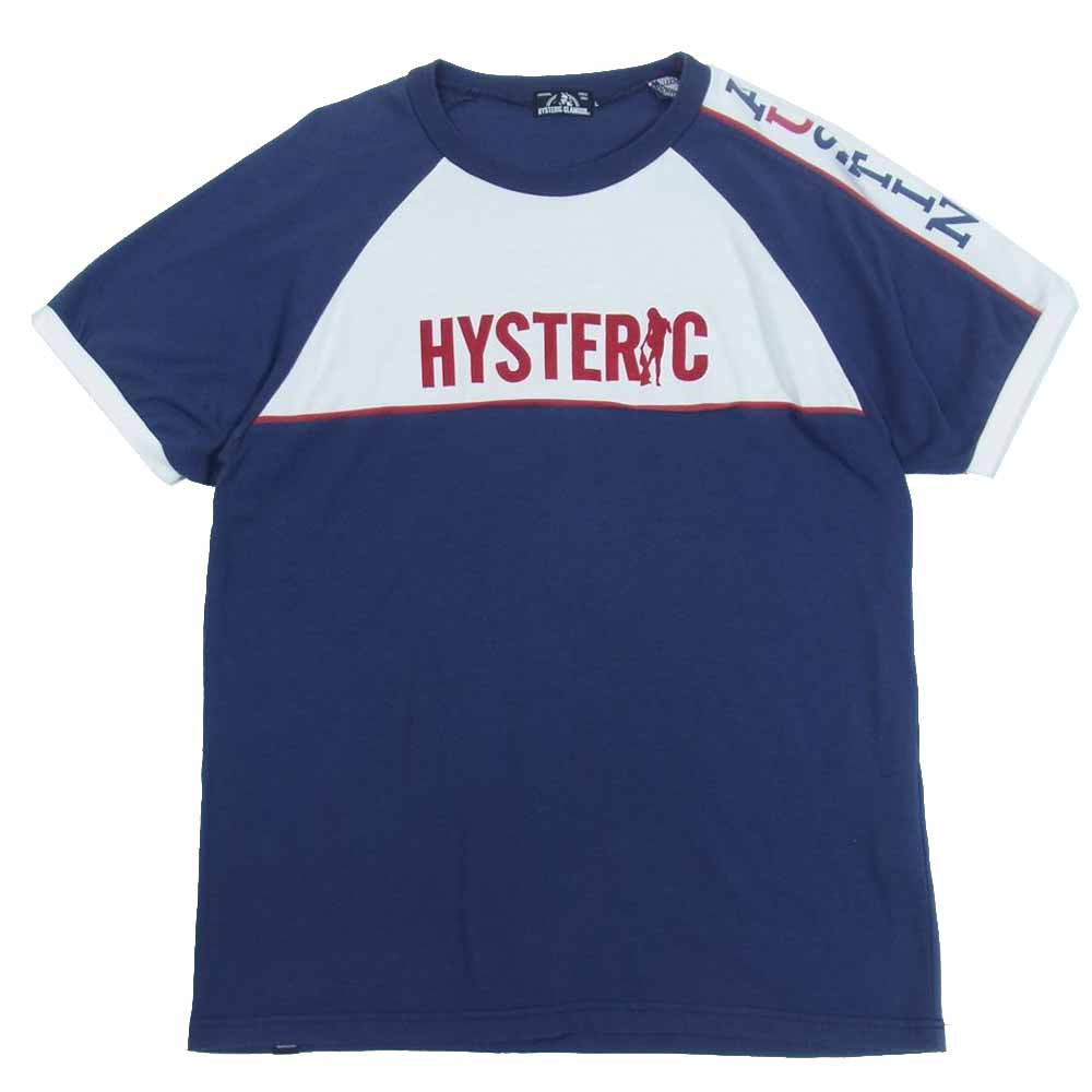 HYSTERIC GLAMOUR ヒステリックグラマー 0261CT08 HYSTERIC ロゴ ガール 半袖 Tシャツ ホワイト系 ネイビー系 L【中古】