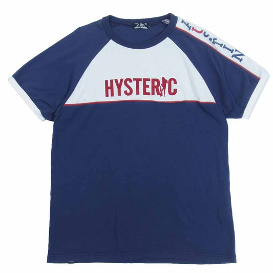 HYSTERIC GLAMOUR ヒステリックグラマー 0261CT08 HYSTERIC ロゴ ガール 半袖 Tシャツ ホワイト系 ネイビー系 L【中古】