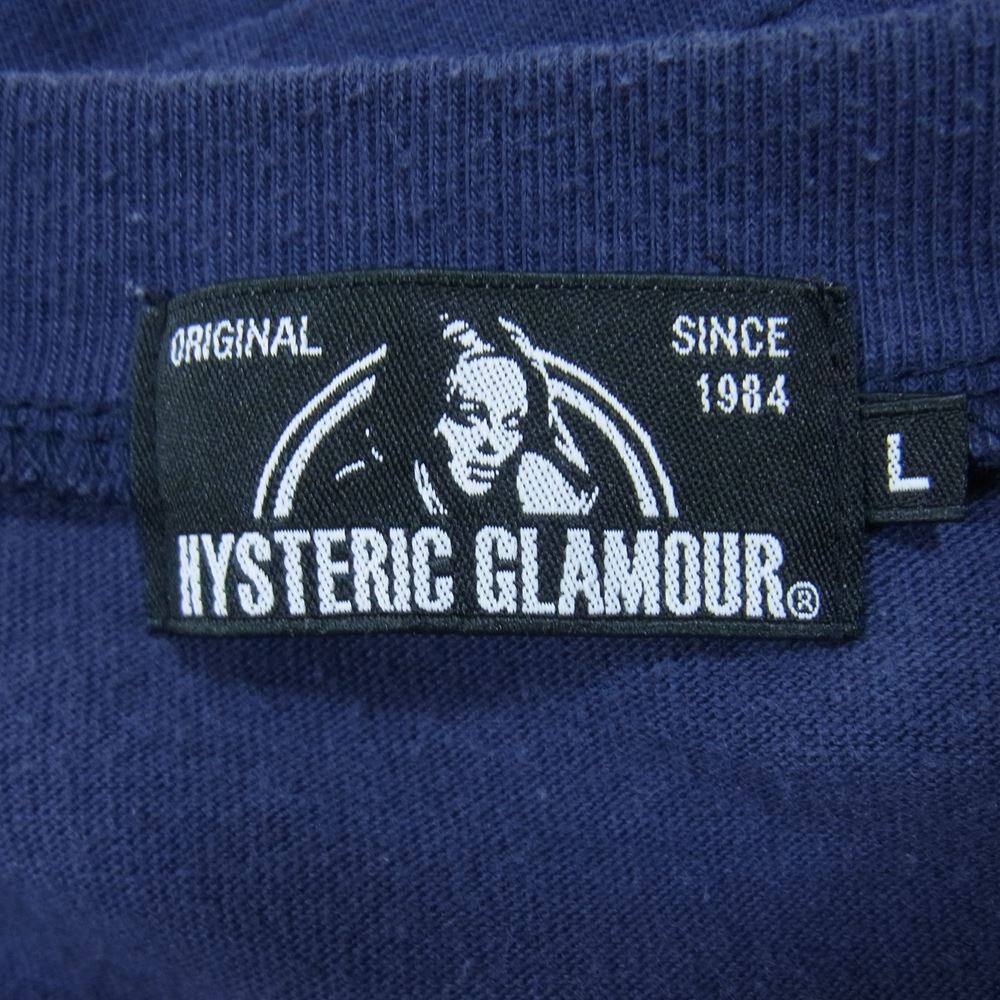 HYSTERIC GLAMOUR ヒステリックグラマー 0261CT08 HYSTERIC ロゴ ガール 半袖 Tシャツ ホワイト系 ネイビー系 L【中古】