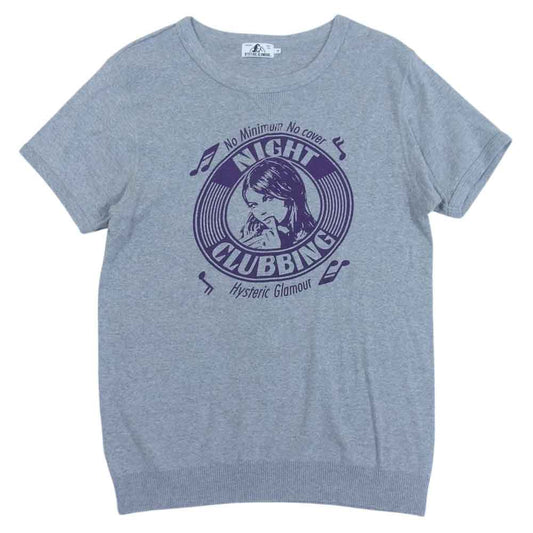 HYSTERIC GLAMOUR ヒステリックグラマー 0262CS01 ナイト クラビング ガール プリント 半袖 Tシャツ グレー系 M【中古】